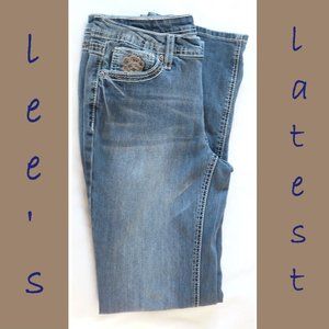 Earl Jean Denim Size 6 White & Taupe Stitching